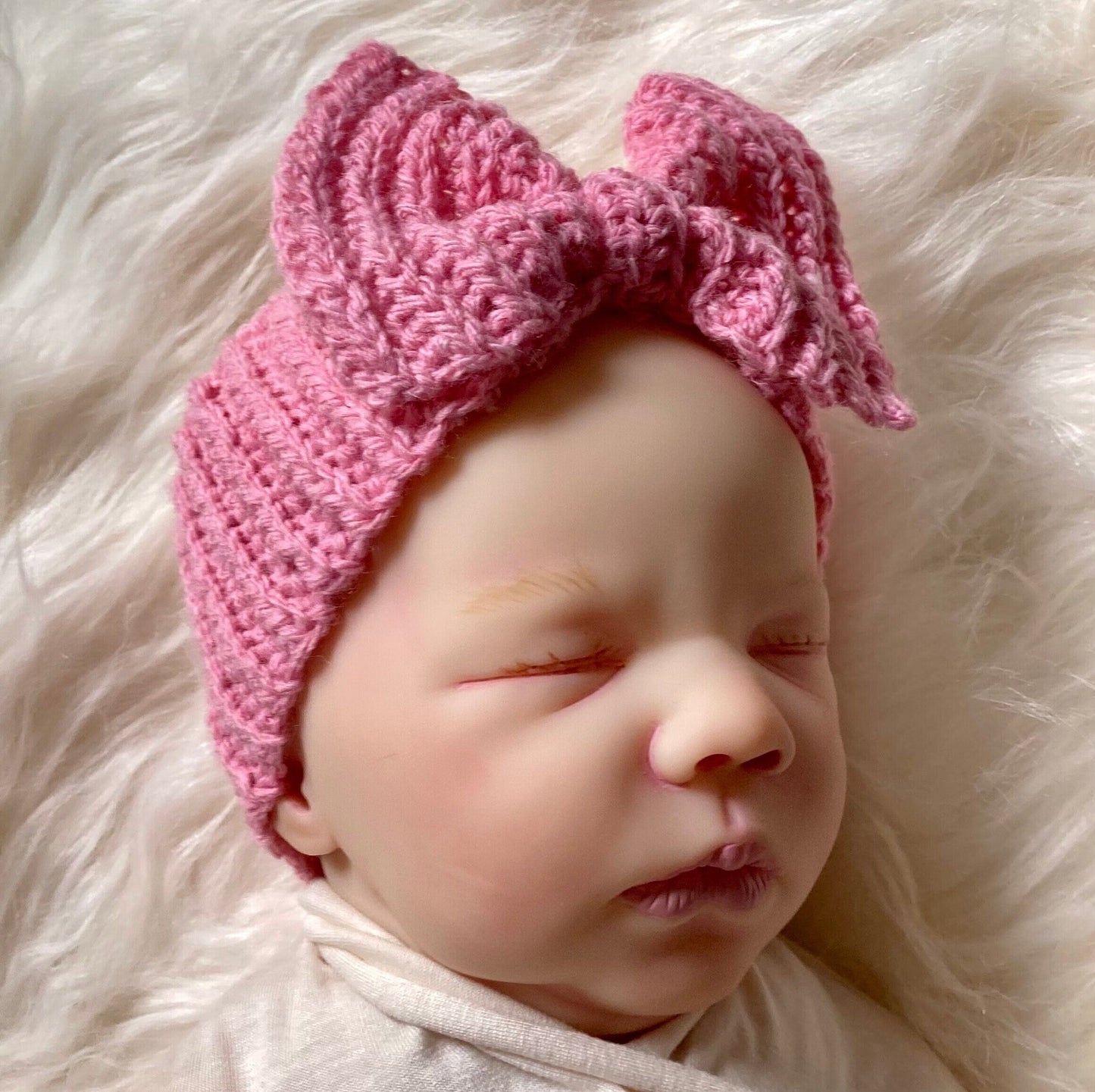 Rib Baby Bow Headwrap Crochet Pattern