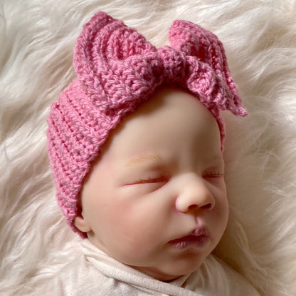 Rib Baby Bow Headwrap Crochet Pattern