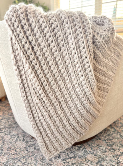 Beginner-Friendly Ribbed Throw Crochet Pattern
