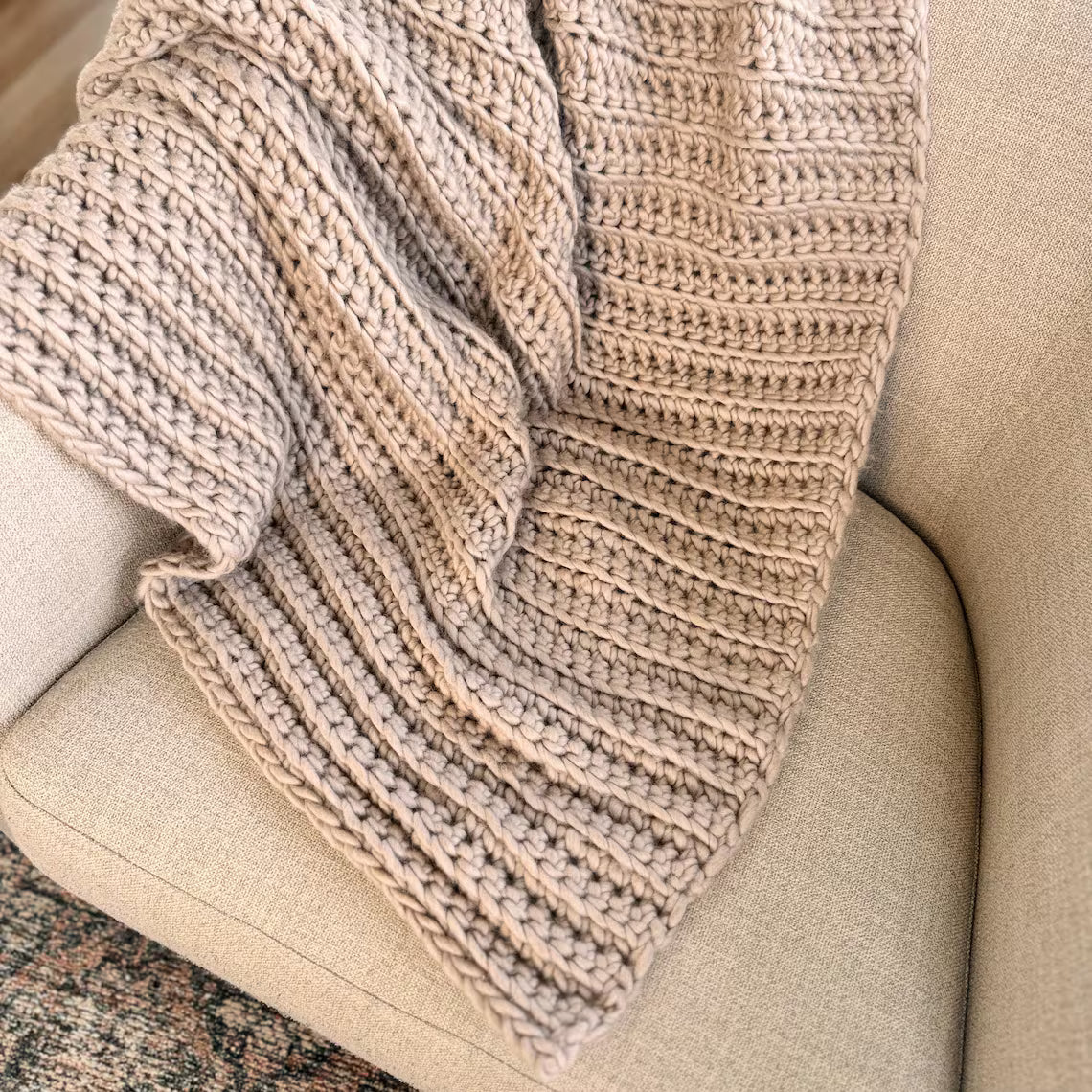 Beginner-Friendly Ribbed Throw Crochet Pattern