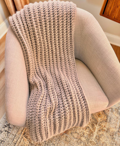 Beginner-Friendly Ribbed Throw Crochet Pattern
