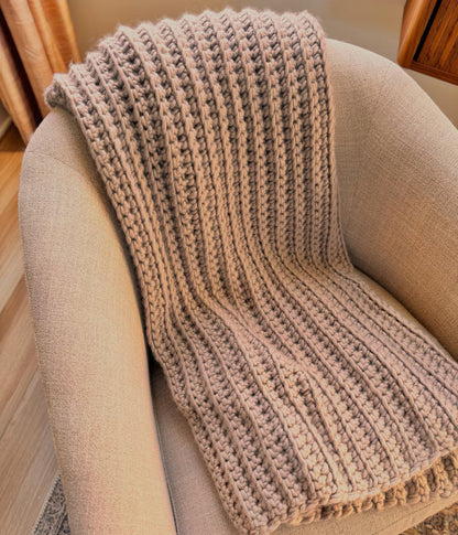Beginner-Friendly Ribbed Throw Crochet Pattern