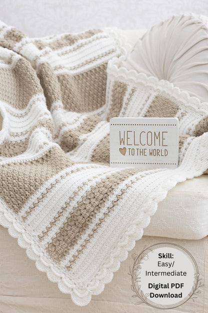 Striped Afghan Blanket Crochet Pattern