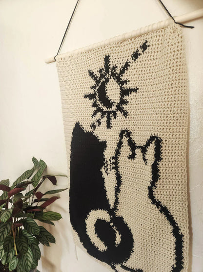 Sun and Moon Cat Crochet Tapestry Pattern