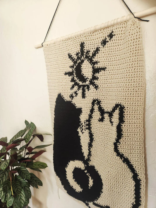 Sun and Moon Cat Crochet Tapestry Pattern