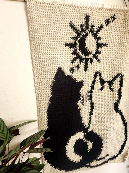 Sun and Moon Cat Crochet Tapestry Pattern