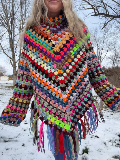 Top Down Poncho Sweater Crochet Pattern
