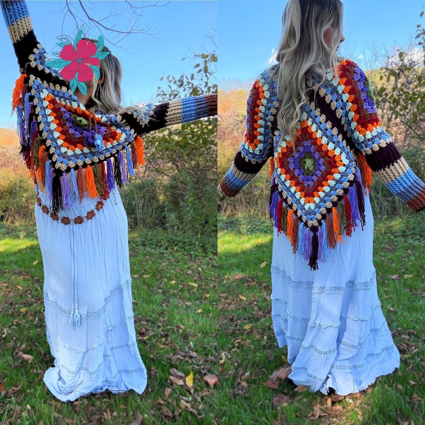Granny Square Poncho Crochet Pattern