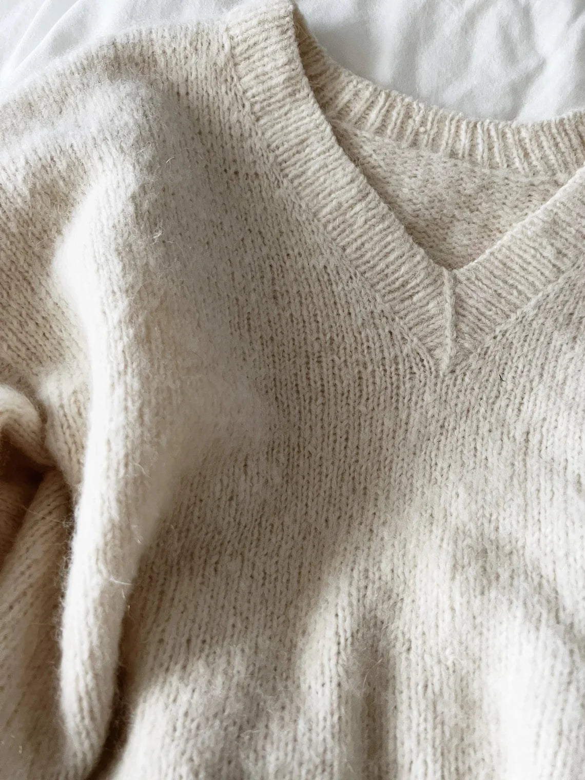 V Neck Top Down Home Sweater Knitting Pattern