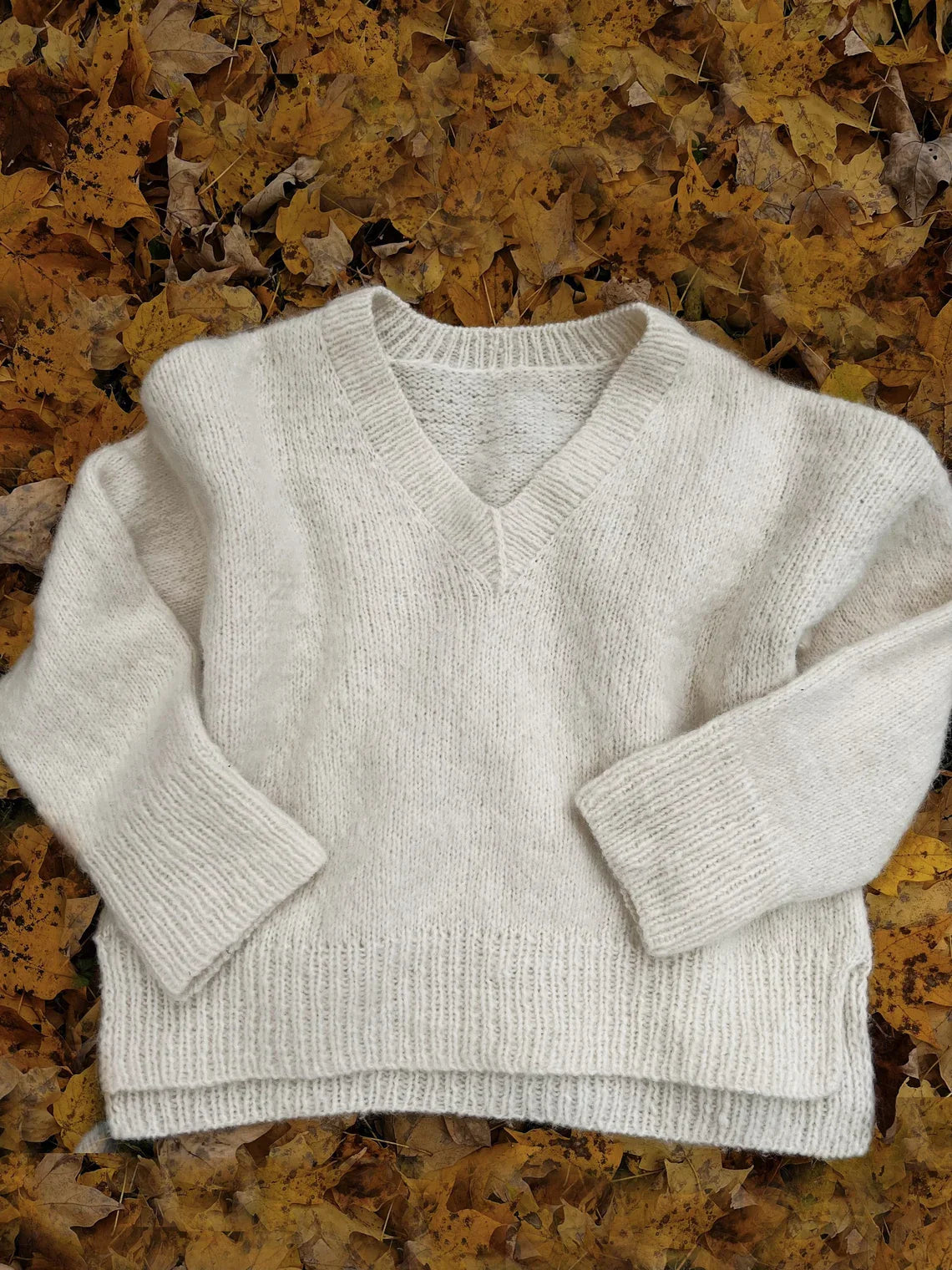 V Neck Top Down Home Sweater Knitting Pattern