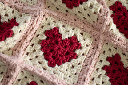 Heart Granny Square Blanket Crochet Pattern