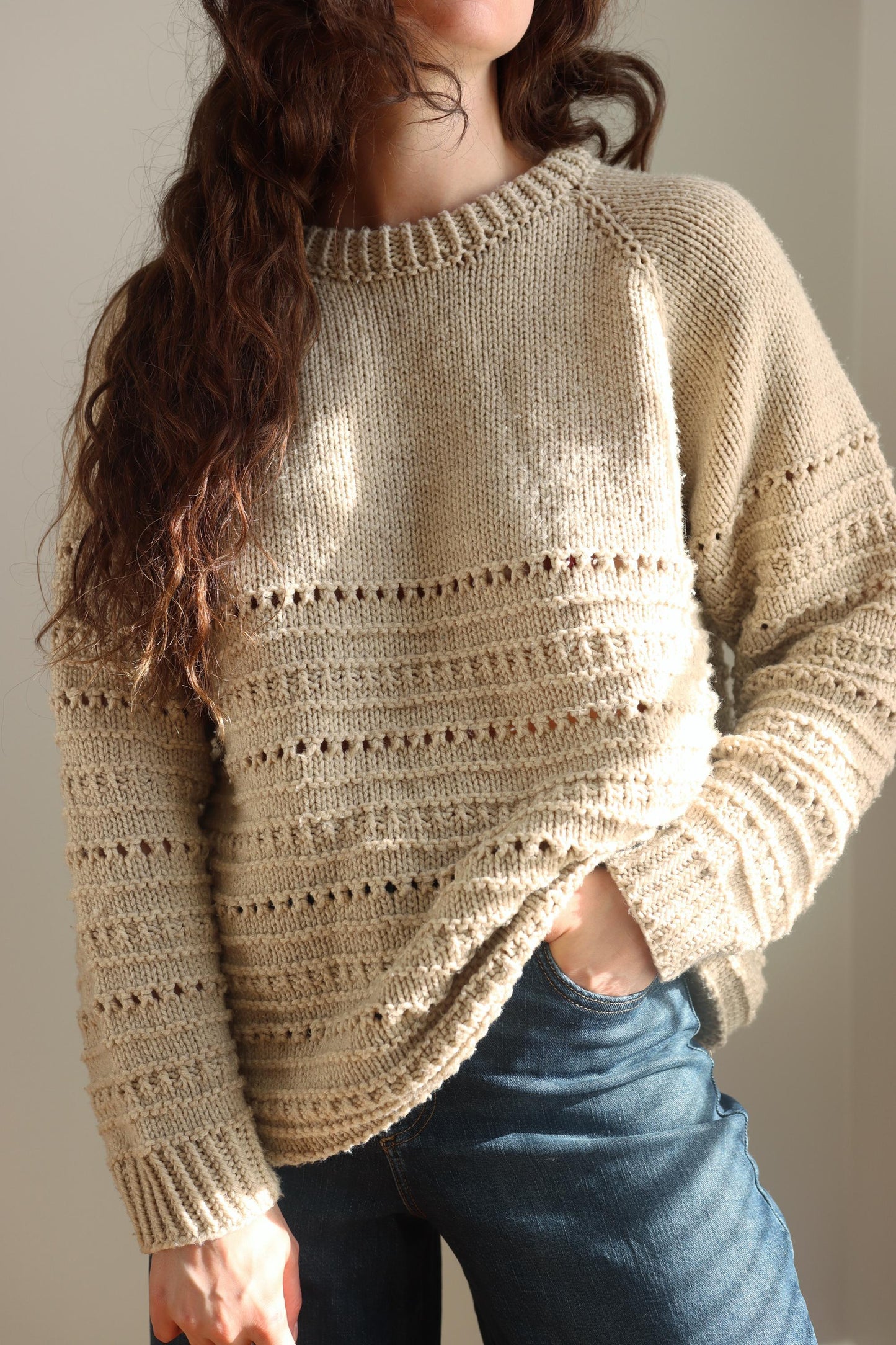 Worsted-Weight Raglan Sweater Knitting Pattern