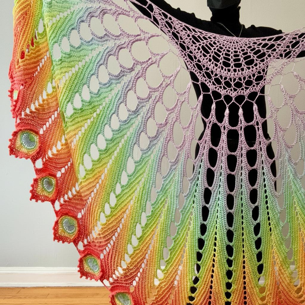 Peacock Feather Shawl Crochet Pattern