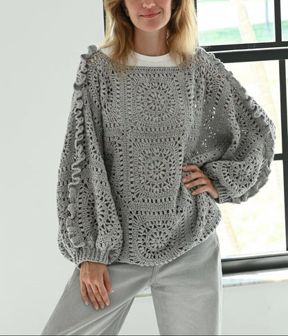 Granny Square Pullover Crochet Pattern