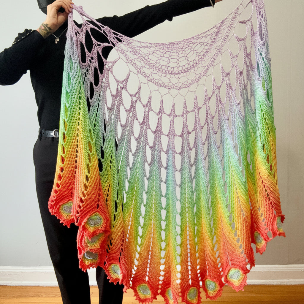 Peacock Feather Shawl Crochet Pattern