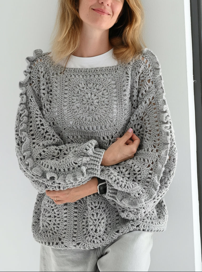 Granny Square Pullover Crochet Pattern