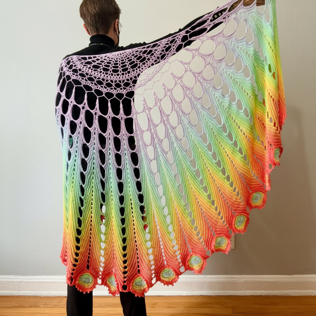 Peacock Feather Shawl Crochet Pattern