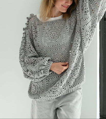 Granny Square Pullover Crochet Pattern