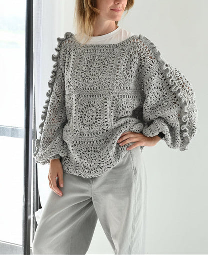 Granny Square Pullover Crochet Pattern