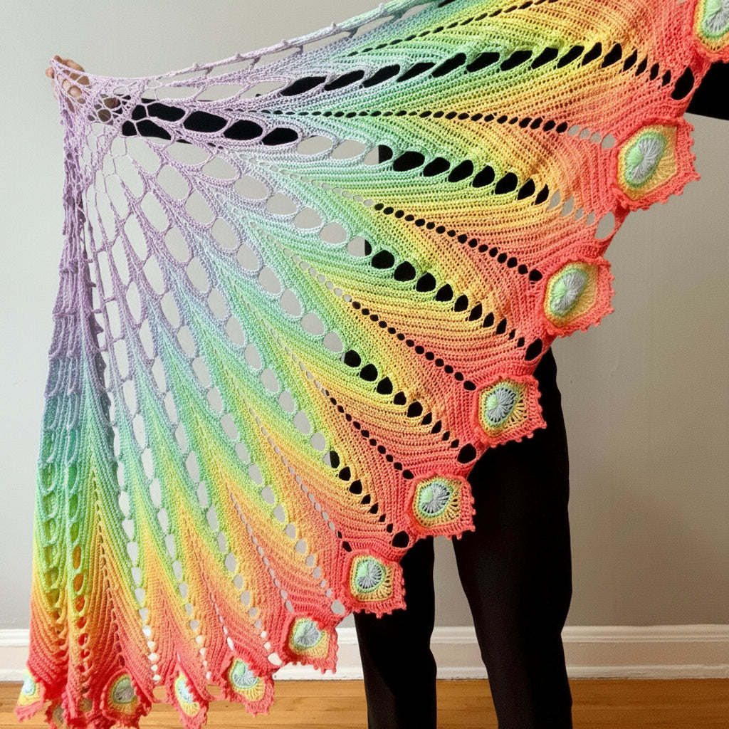 Peacock Feather Shawl Crochet Pattern