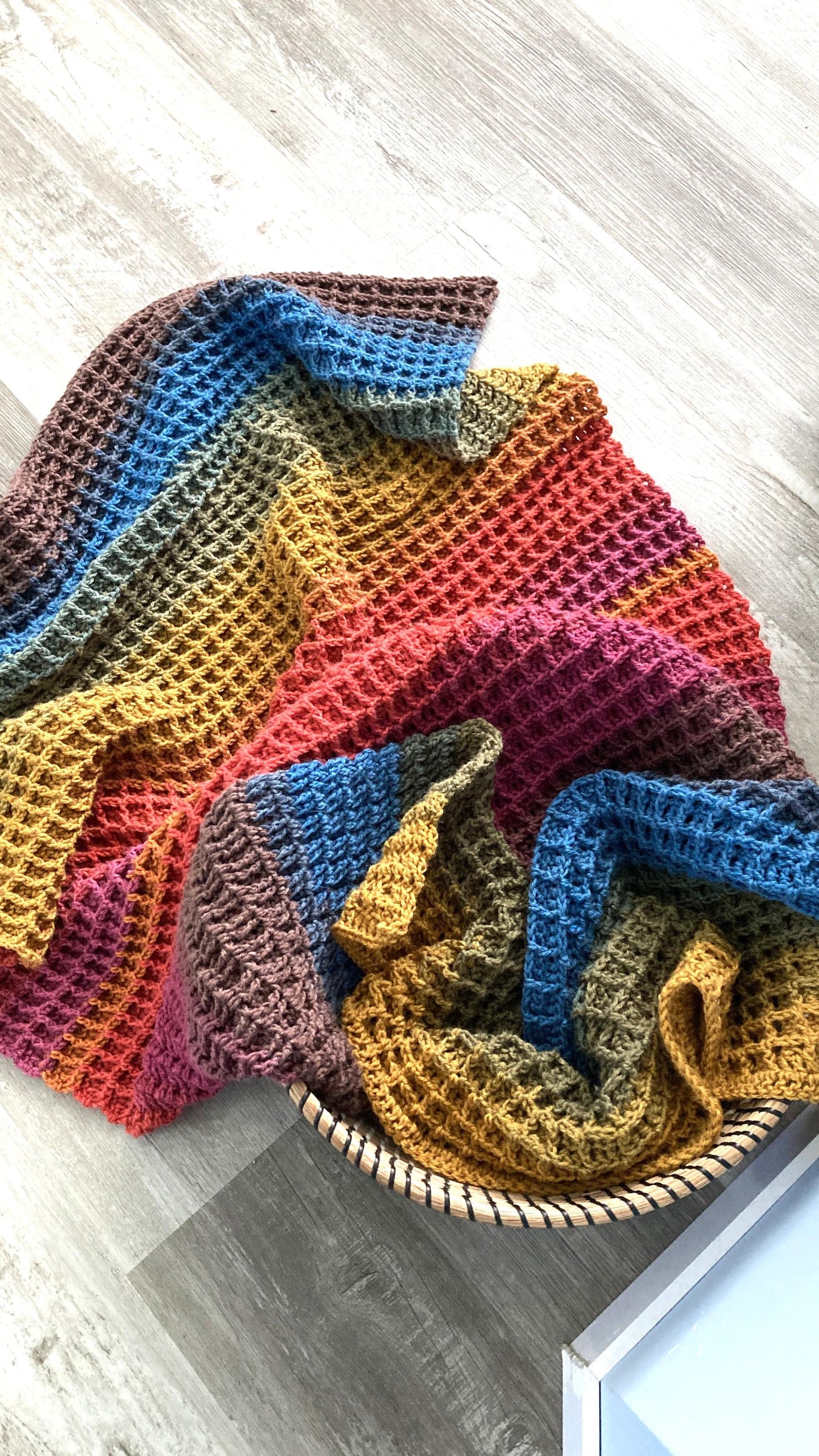 Waffle Stitch Throw Afghan Crochet Pattern