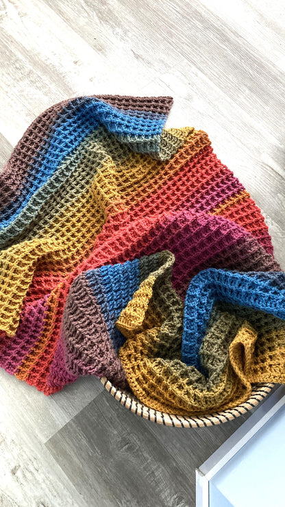 Waffle Stitch Throw Afghan Crochet Pattern