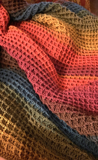 Waffle Stitch Throw Afghan Crochet Pattern