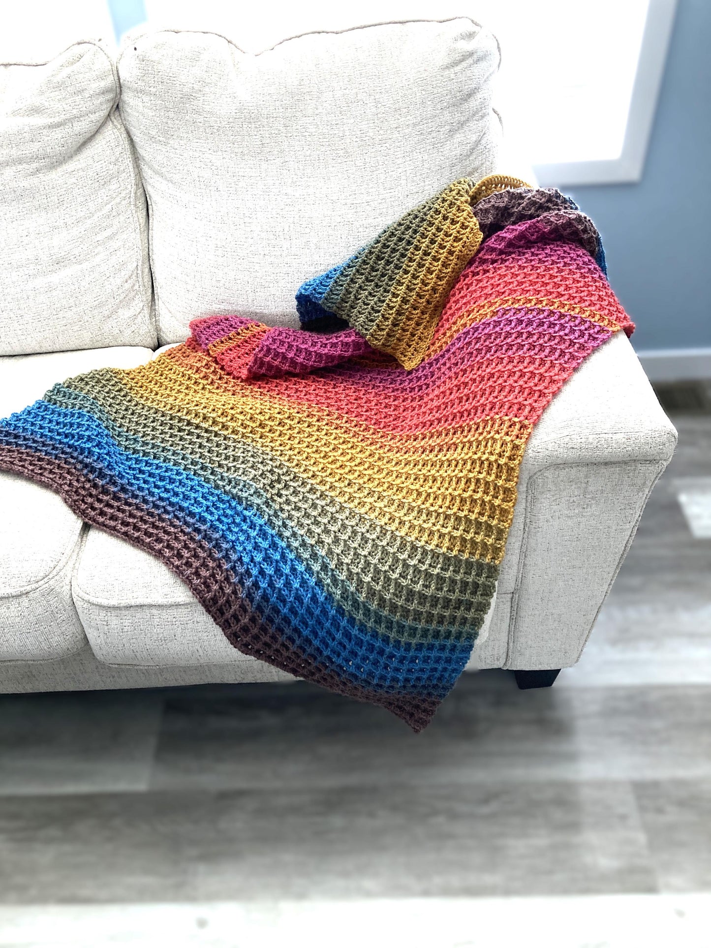 Waffle Stitch Throw Afghan Crochet Pattern
