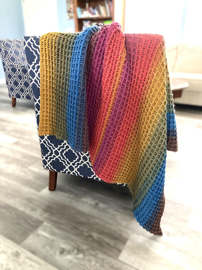 Waffle Stitch Throw Afghan Crochet Pattern