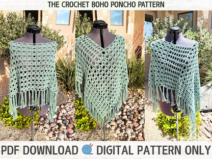 Easy Beginner Boho Poncho Crochet Pattern