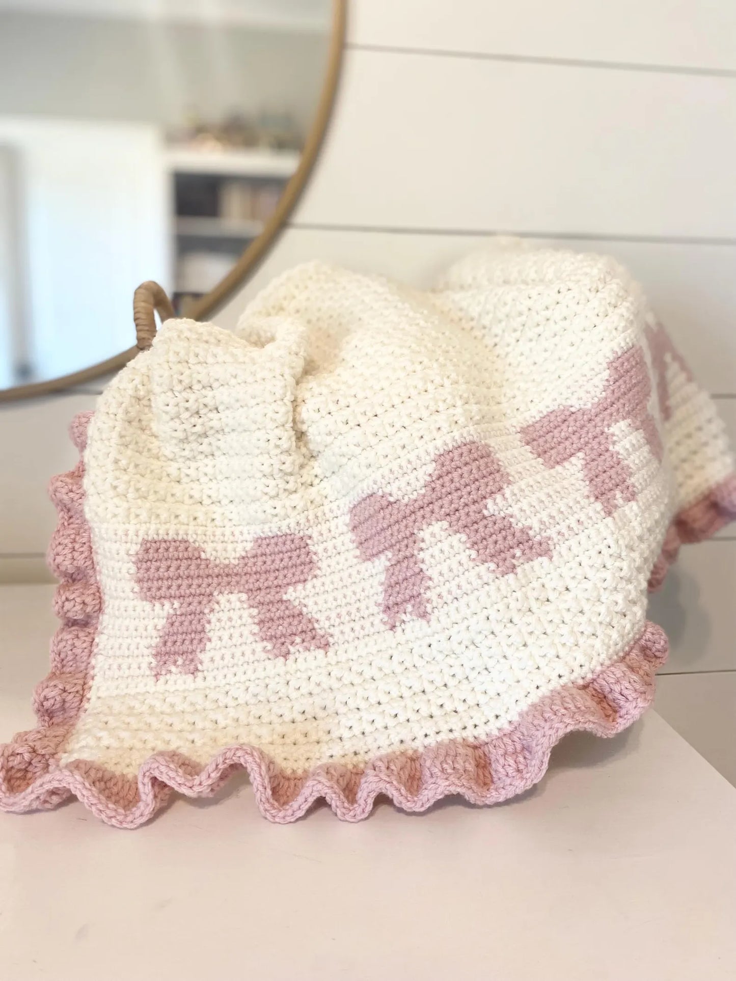 Girly Girl Bow Blanket Crochet Pattern
