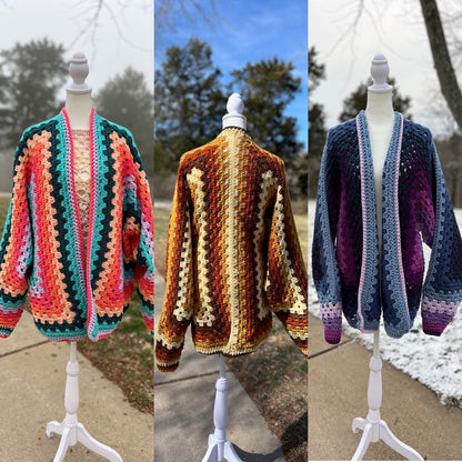 Four-Color Hexagon Cardigan Crochet Pattern