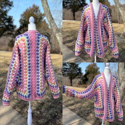Four-Color Hexagon Cardigan Crochet Pattern