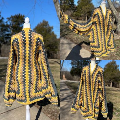Four-Color Hexagon Cardigan Crochet Pattern