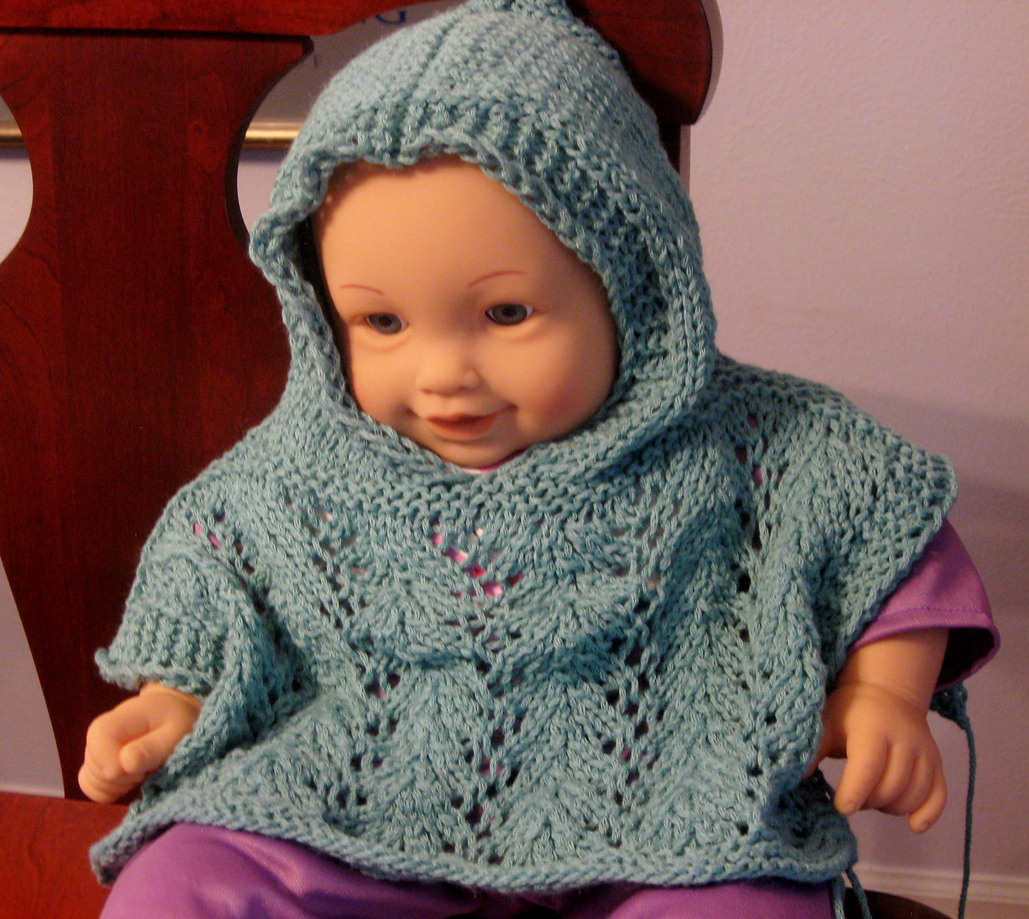 Hooded Lace Poncho Knitting Pattern