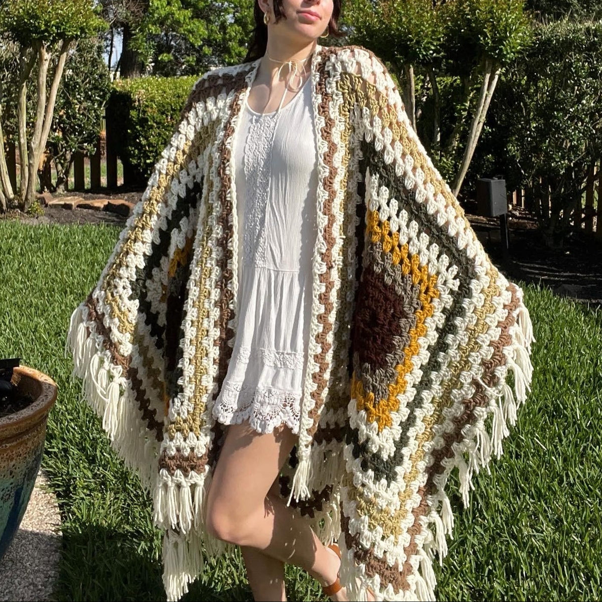 Granny Square Shawl Crochet Pattern