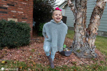 Kids Hooded Fringe Poncho Crochet Pattern