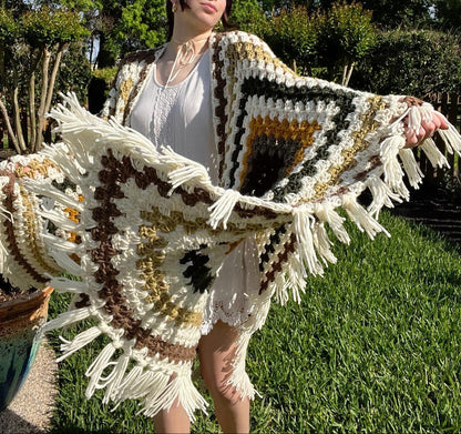 Granny Square Shawl Crochet Pattern