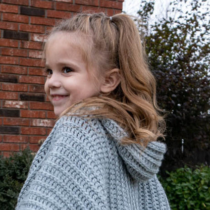 Kids Hooded Fringe Poncho Crochet Pattern