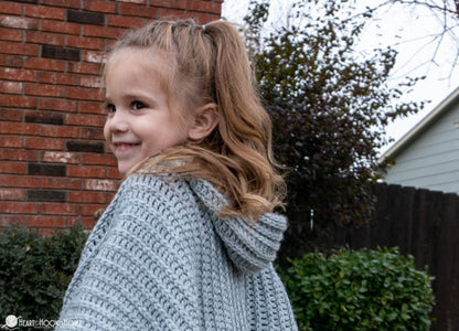 Kids Hooded Fringe Poncho Crochet Pattern